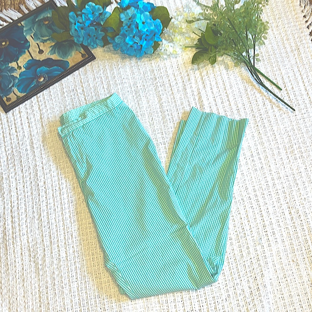 Ralph Lauren Rare vintage Aqua Green & white Gingham Cotton, Flat front Pant sz2